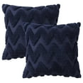 thumbnail image 2 of Soft Plush Faux Wool Velvet Throw Pillow Cover, 16 x 16 inch Square Wavy Stripe Throw Pillow Case, 2 of 9
