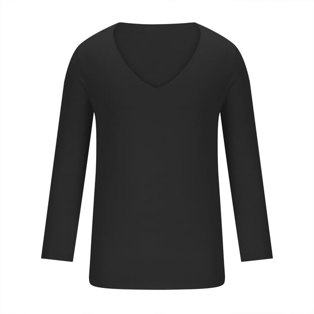 GigrtiJin Men Deep V Neck Compression Shirts Long Sleeve Stretch T-Shirt Low Cut Undershirt Tee Basic Layer Cold Weather