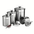 thumbnail image 1 of Tramontina Ensemble de 8 Récipients et Pelles en Acier Inoxydable avec Couvercles en Verre, Lavable au Lave-Vaisselle, pour Marchandises, Farine, Collations et Pâtes, 1 of 6
