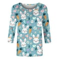 thumbnail image 5 of lcziwo Ofertas en Walmart Women's Easter Shirts 2025 Fashion Egg Printed Blouses Casual Round Neck Shirt Spring Holiday Wear 3/4 Sleeve Easter Tops Multicolor S, 5 of 6