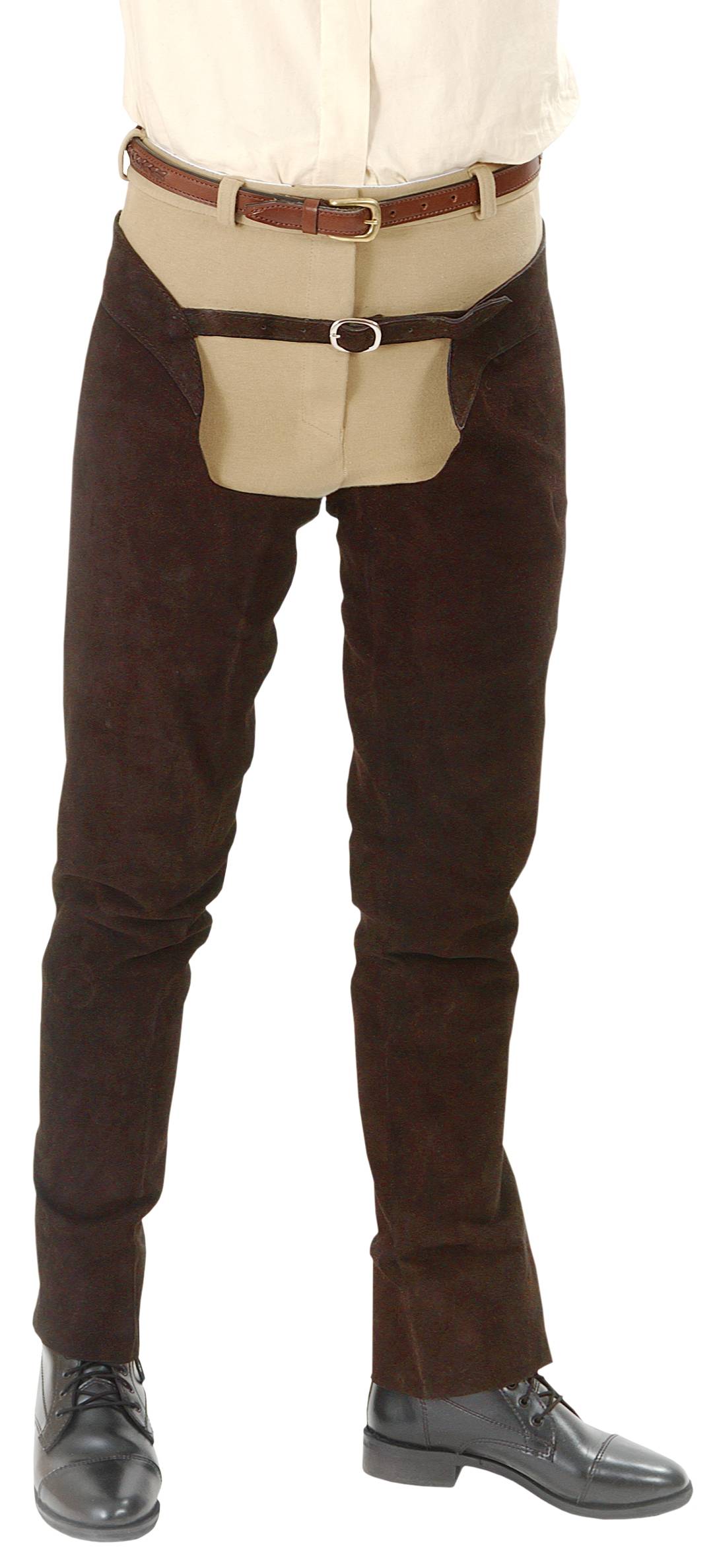 Tough-1 Suede Leather Schooling Chaps Large Brn