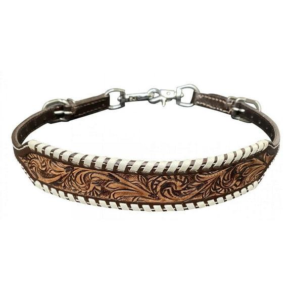Showman Leather Wither Strap w/ Floral Tooling & Rawhide Lacing