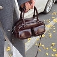 thumbnail image 6 of PU Leather Top Handle Purse with Multi-Pocket Retro Shoulder Handbags Retro Boston Handbag for Women Work Or Daily Use (Coffee), 6 of 10