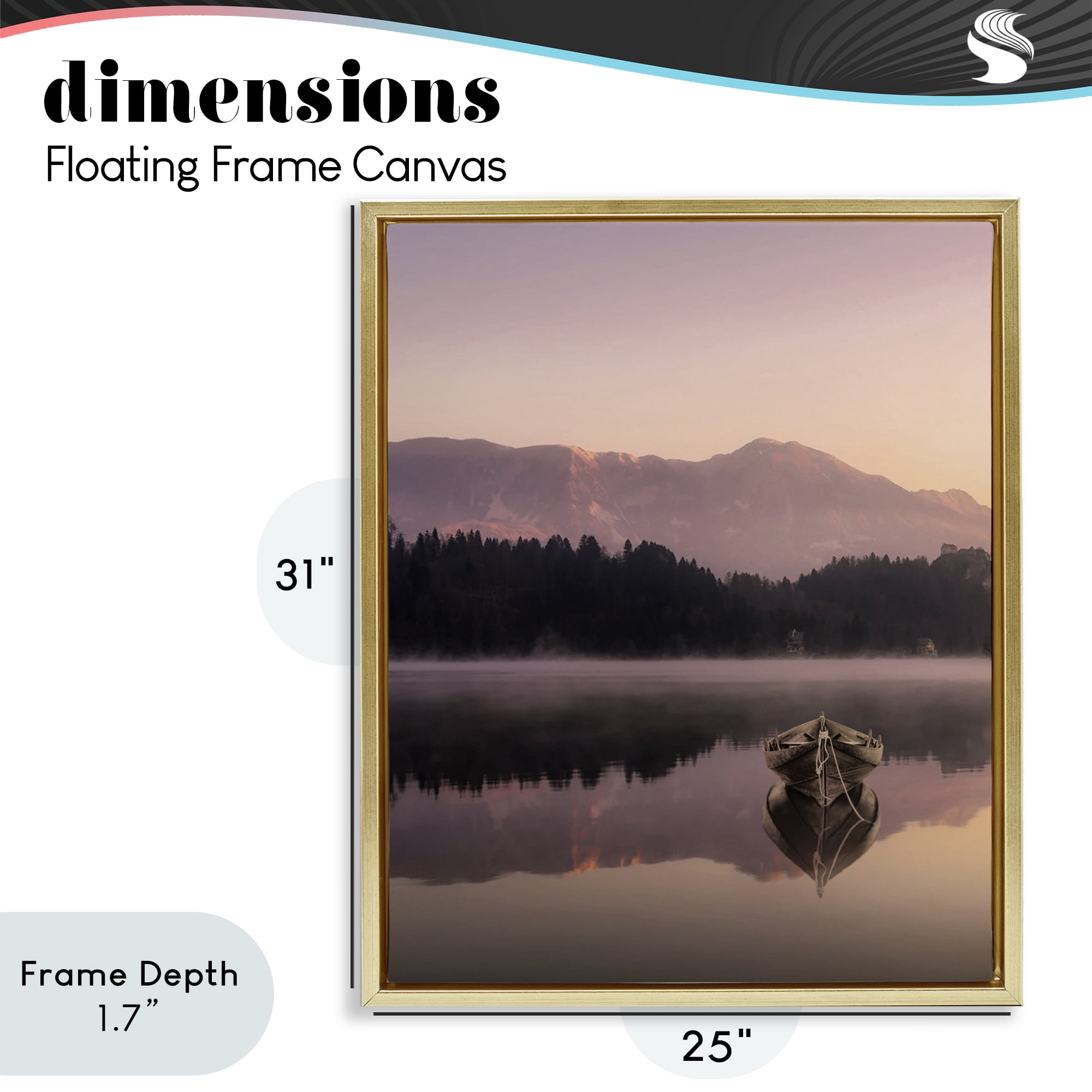 Stupell Industries Tranquil Lake Sunsets Gold Framed Floater Canvas Wall Art, design by Marcus Prime