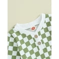 thumbnail image 6 of Wassery Newborn Baby Boys Girl Clothes 3M 6M 12M 18M 24M Long Sleeve Checkerboard Print Romper + Pants Set 2Pcs Infant Boys Girl Fall Winter Outfits, 6 of 8
