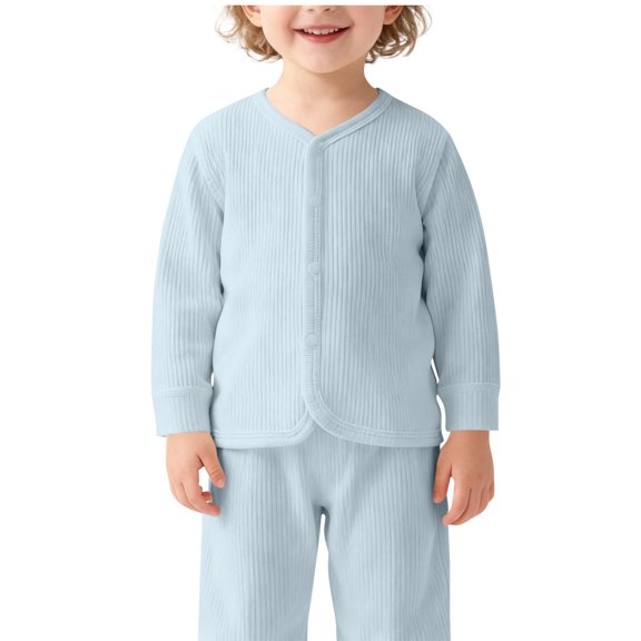 AHTJRT Kids Cardigans V Neck Full Button Sweaters Children's Soft Ribbed Knit Long Sleeve Sweater Outerwear Casual Fall Spring Solid Warm Tops Blue 0-1 Years