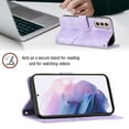thumbnail image 6 of Feishell for Samsung Galaxy S21+ 6.7 inch Wallet Case with Wrist Strap,Flip Cover with Embossed Pattern PU Leather Kickstand Credit Card Slots Magnetic Clasp Folio Purse Phone Case,Purple, 6 of 7