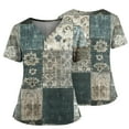 thumbnail image 2 of Scrubs For Women Tops, Plus Size Nurse Scrubs Floral Print V Neck Short Sleeve Top With Side Pockets, Split Hem-Comfortable Healthcare Work Uniform Tops White Scrubs Workout (4XL, Dark Green) ZMTing, 2 of 5