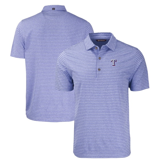 Men's Cutter & Buck Heather Royal Texas Rangers Big & Tall Forge Eco Heathered Stripe Stretch Recycled Polo
