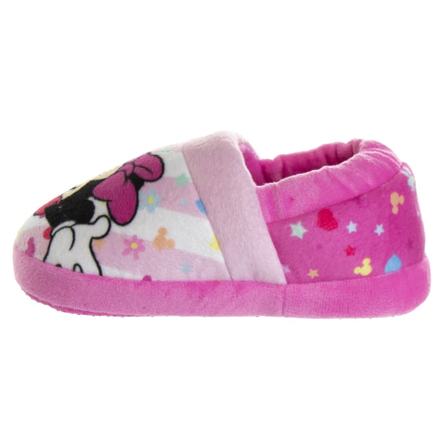Disney Minnie Mouse "Happy Go Lucky" Girls Dual Sizes Slippers, Pink, 5-6