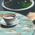 thumbnail image 2 of Ambesonne Cartoon Fitted Round Tablecloth, Harp in Sky Print Clouds, 56"- 60" Diameter, Earth Yellow Seafoam, 2 of 5