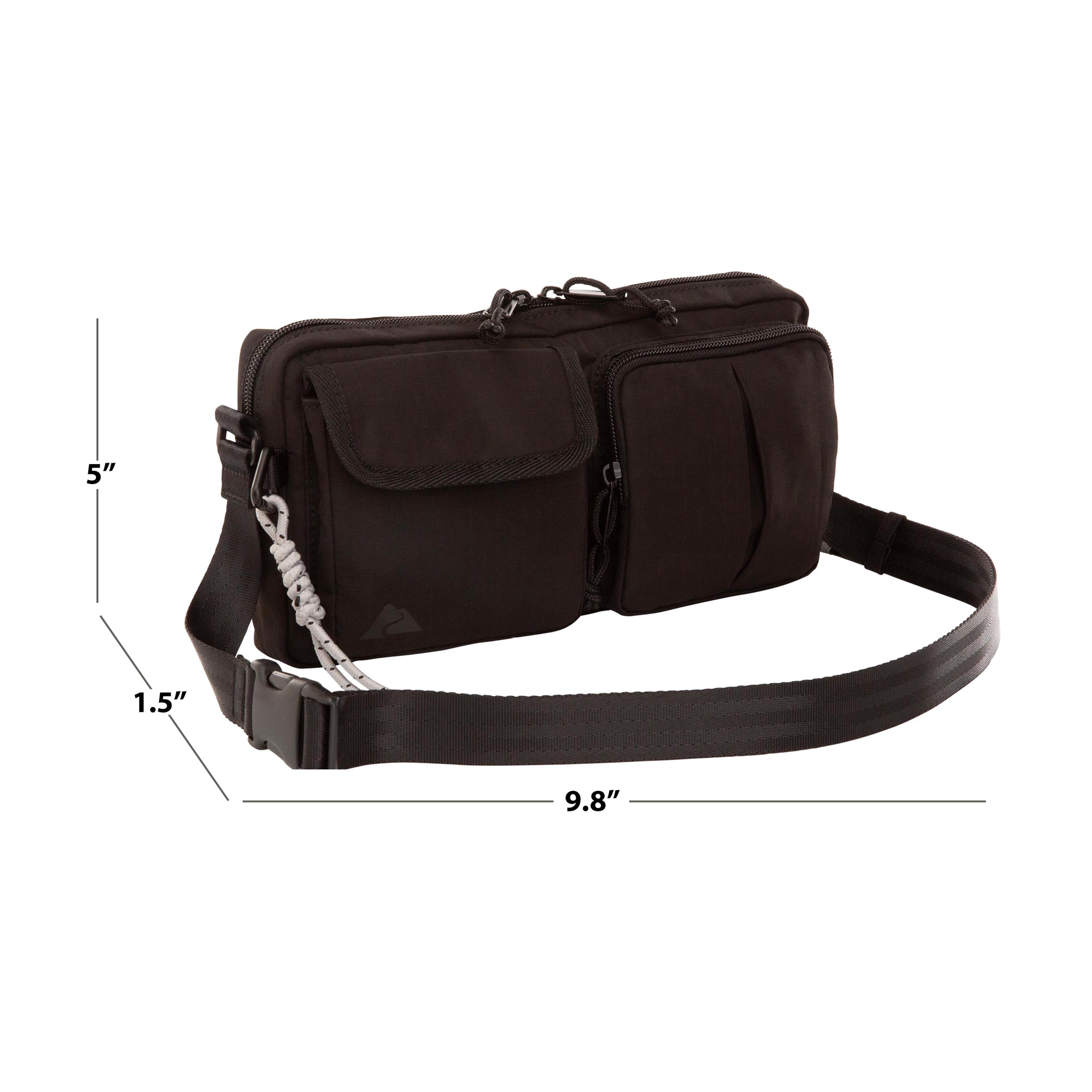 Ozark Trail Unisex Double Pocket Polyester Fanny Pack, Black