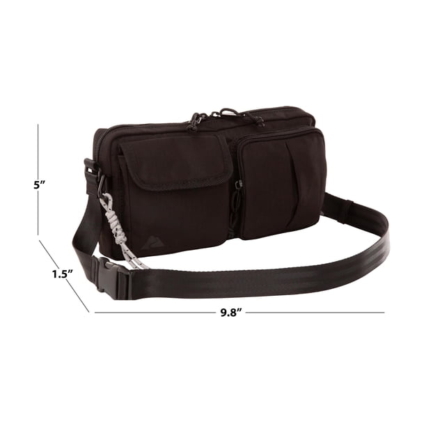 Ozark Trail Unisex Double Pocket Polyester Fanny Pack, Black