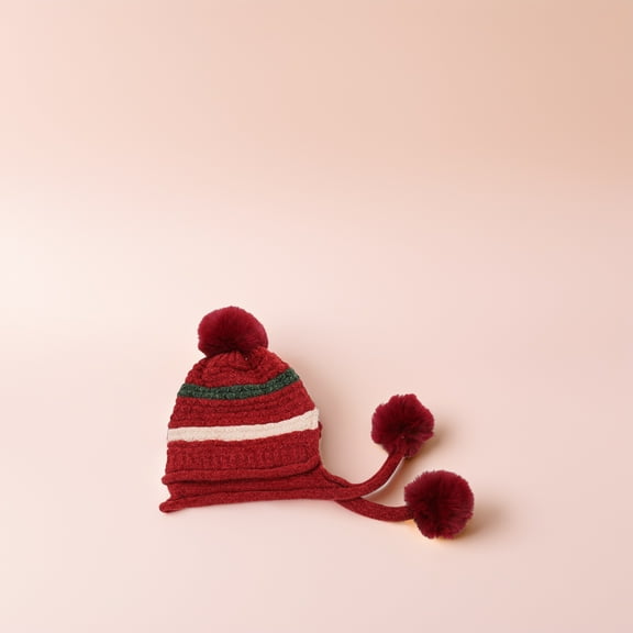 WRITWAA Knit Hats for Women Wool Red 1Set for Winter Fashion Ice Skating