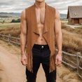 thumbnail image 3 of Western Cowboy Vest Men Cropped Suede Tassel Fringe Vest 70s Hippie Open Front Cardigan Jacket Outerwear, 3 of 8