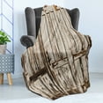 thumbnail image 4 of Rustic Soft Flannel Fleece Throw Blanket, Vintage House Entrance Vertical Old Planks Distressed Weathered Hardwood Design, Cozy Plush for Indoor and Outdoor Use, 50" x 70", Brown White, by Ambesonne, 4 of 5