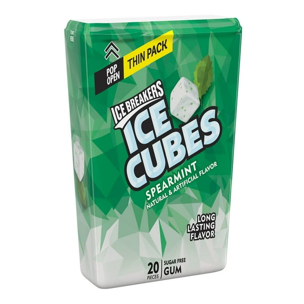 ICE BREAKERS, ICE CUBES Spearmint Sugar Free Chewing Gum, Made with