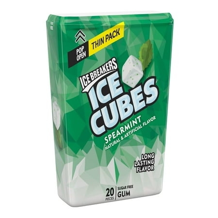 Ice Breakers, Ice Cubes Spearmint Sugar Free Chewing Gum, Made with Xylitol, 1.62 oz, Thin Pack