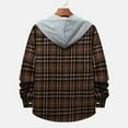 thumbnail image 6 of Tuphregyow Coat for Men Lounge Loose Button Down Plus Size Trendy Blazer Drawstring Hoodies Long Sleeve Plaid Puffer Shacket Jacket Trench Tartan Coats Coffee L, 6 of 9
