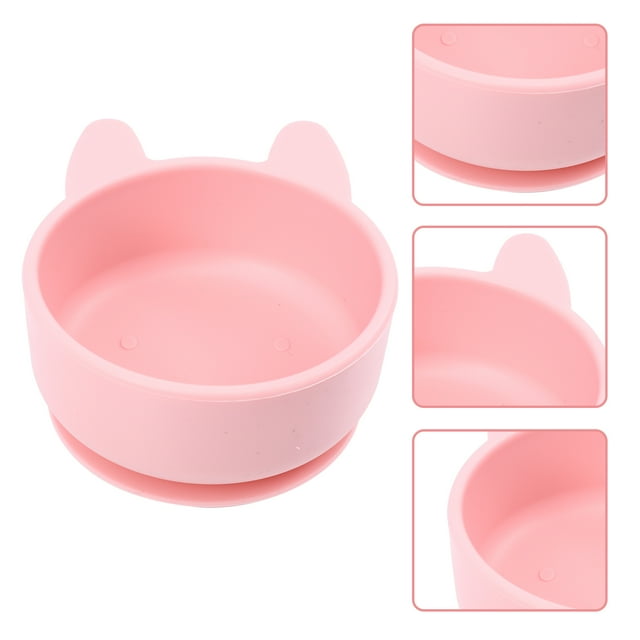 YSNOOWE Lot de 1 Bol Mignon en Silicone Rond Rose Facile à Nettoyer pour Repas d'Enfants