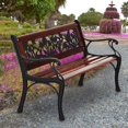 thumbnail image 3 of MF Studio Patio Garden Bench Steel Kids Mini Bench with Decorated Butterfly Flower Pattern Back Suitable for Outdoor, Porch, Yard, 3 of 7