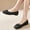 Black, variant on Women Two Tone Patchwork Square Toe Bow Flat Ballet Flats Fall Slip on Soft Comfy Versatile Daily office Walking Shoes Khaki C