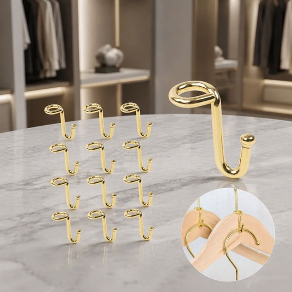 36 Pack Gold Metal Hanger Connector Hooks, Cascading Extender Clips for Hangers, Closet Space Saving Organizer