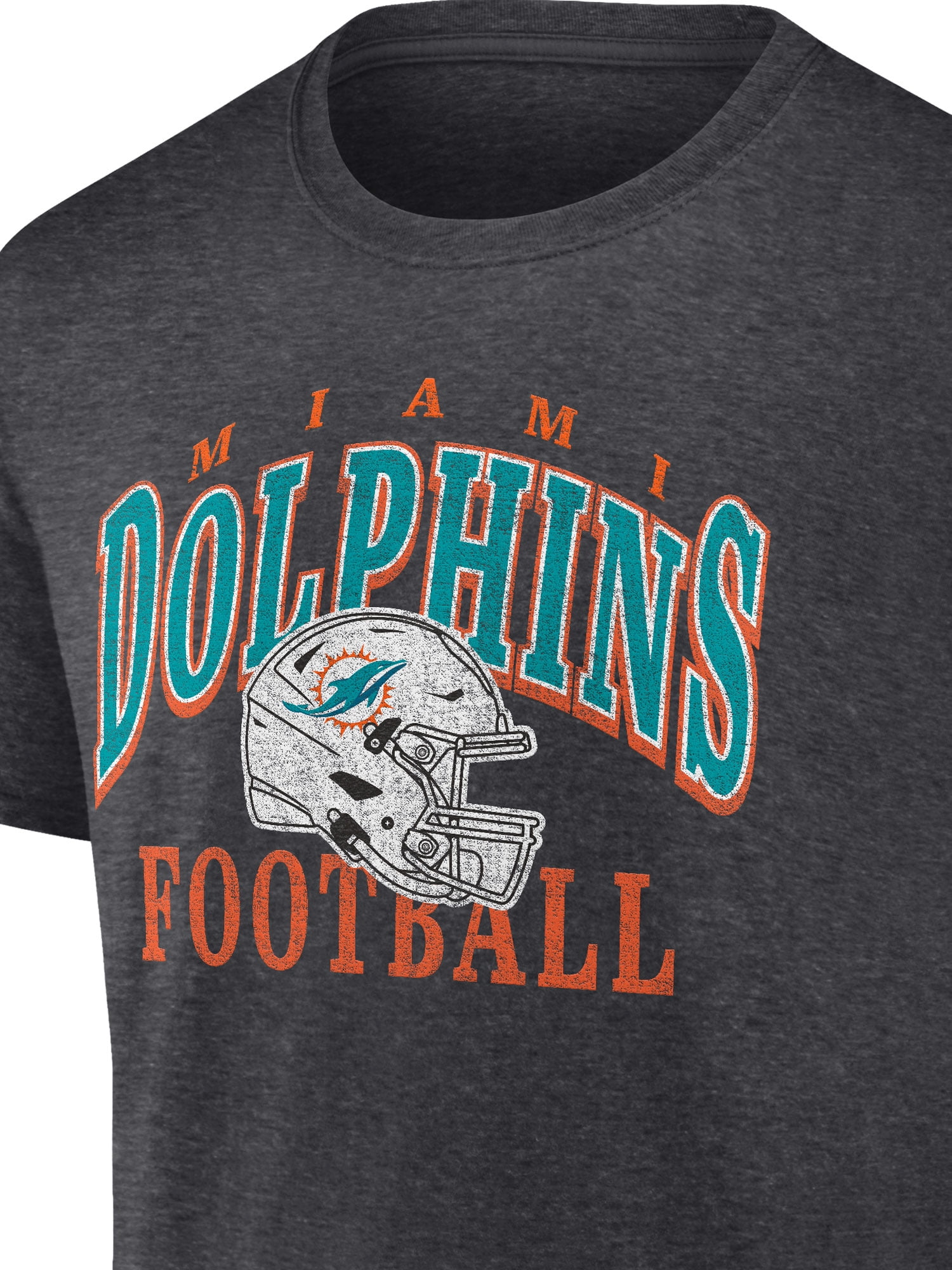 NFL Miami Dolphins Men's Cotton Charcoal Heather Short Sleeve T-Shirt