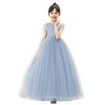 thumbnail image 2 of Ekidsbridal Girl Ceremonial Flower Girl Dress - V-Back Satin Tulle with Pearl Beaded Trim 241-A (Size: 2-10), 2 of 5