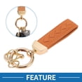 thumbnail image 2 of Unique Bargains 1 Set Car Keychain Universal Key Chain with Ring for Key Fobs for Women Faux Leather Orange Gold Tone, 2 of 6