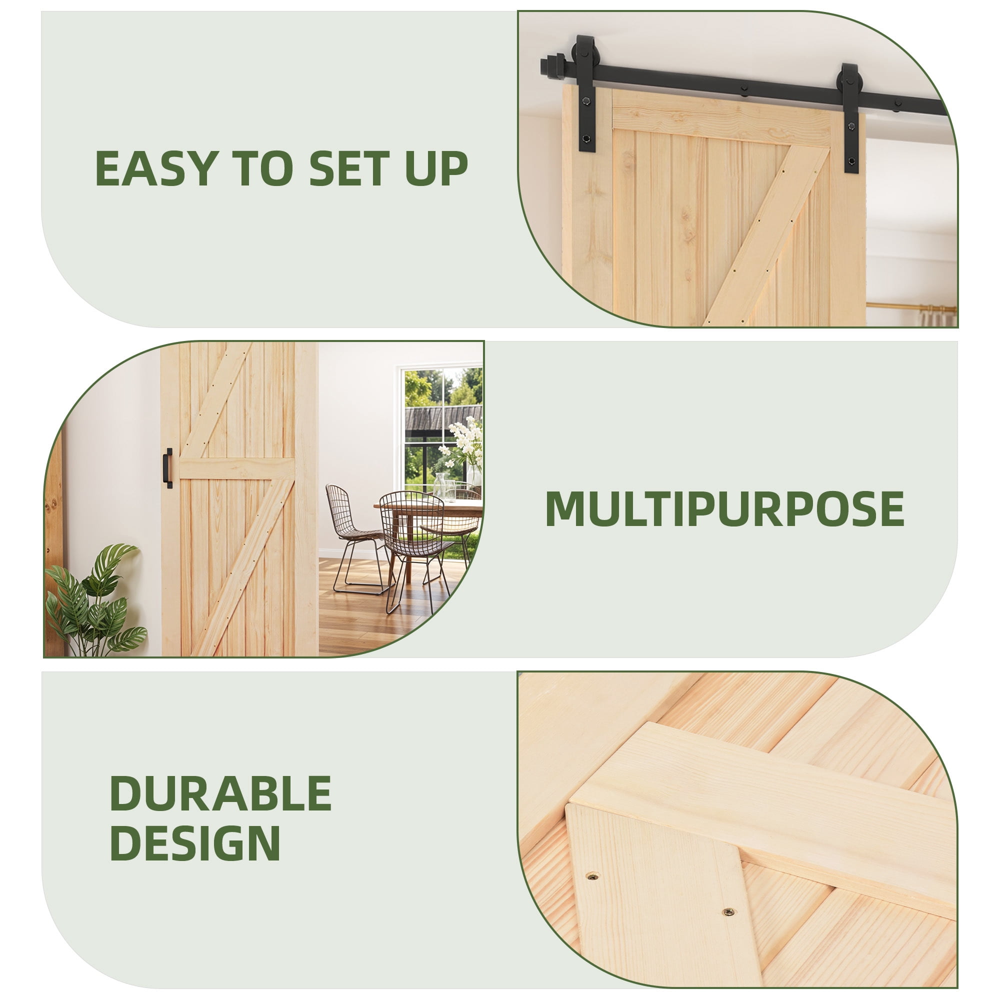 Uforic 30" x 84" Wood Sliding Barn Door Interior Door, Natural