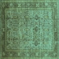 thumbnail image 1 of Ahgly Company Indoor Square Oriental Turquoise Blue Industrial Area Rugs, 7' Square, 1 of 4