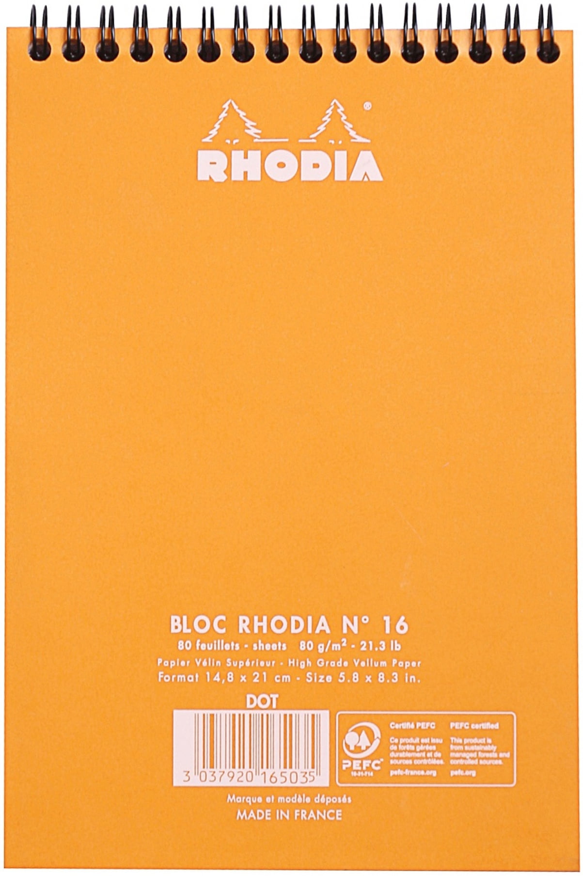 Rhodia Wirebound Notepad 4x6 Inch - Pack Of 2 Black & Orange Top Spiral Notebooks