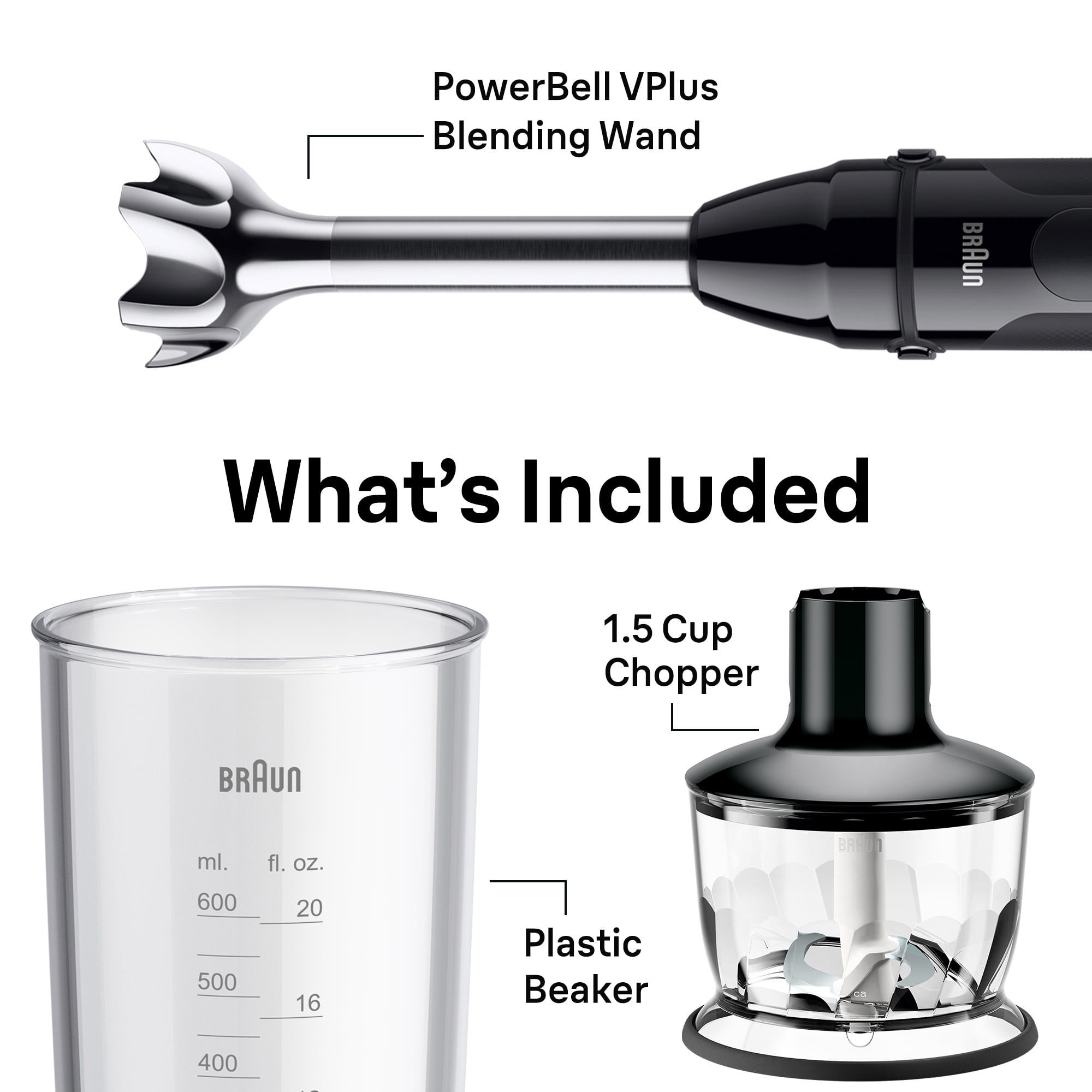 Braun MultiQuick 5 Smart-Speed Hand Blender with 500 Watts of Power with Chopper and Whisk