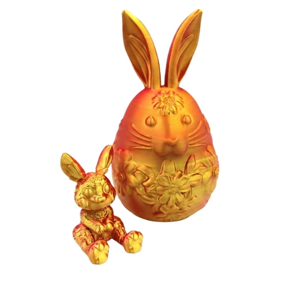 Easter Egg with Bunny Inside, Large Fillable Style Bunny Egg Alternative, 3D Printed Articulated Rabbit Surprise Egg for Easter Hunt, Baskets & Spring Decor (Gold)