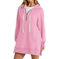 thumbnail image 2 of Women's Zip Up Hooded Sweatshirt Comfortable Long Sleeve Pullover with Pocket Casual Outerwear Pink S, 2 of 5