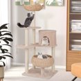 thumbnail image 3 of Harmijoy 58 "Cat Tree, 5-Storey Cattail Cat Tower, With Sisal Scratch Post, Modern Cat Activity Center For Indoor Cats,  Apartment, Plush Hanging Ball, Detachable And Washable Cushion, 3 of 8