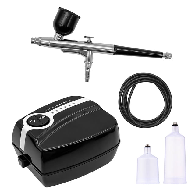 Mistaha Kit Aérographe Multifonctionnel avec Compresseur Brosse à Air Portable Réglé Double Action Pression Réglable à 5 Niveaux Max.25PSI