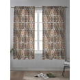 thumbnail image 4 of Abstract Flower,Curtains 72 Inch Length,Sheer Curtains for Bedroom Living Room Window Oriental Bohemia Brown Geometric Leaves Rod Pocket Drapes Kitchen Curtains Small Half Window 52"x72" 2 Panels, 4 of 6
