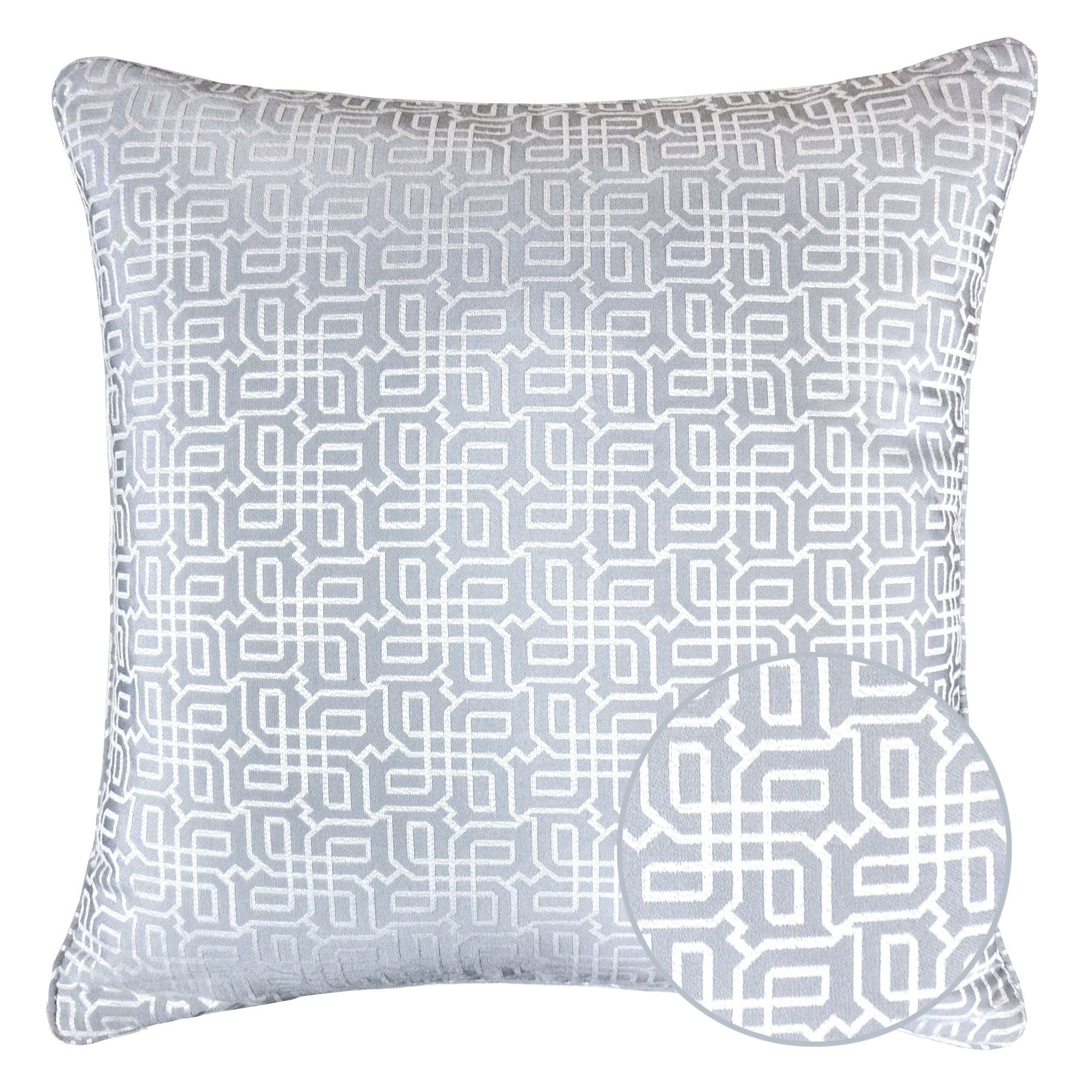 Seana Silver Geometric Polyester 20 in. x 20 in. Throw Pillow (Set of 2)