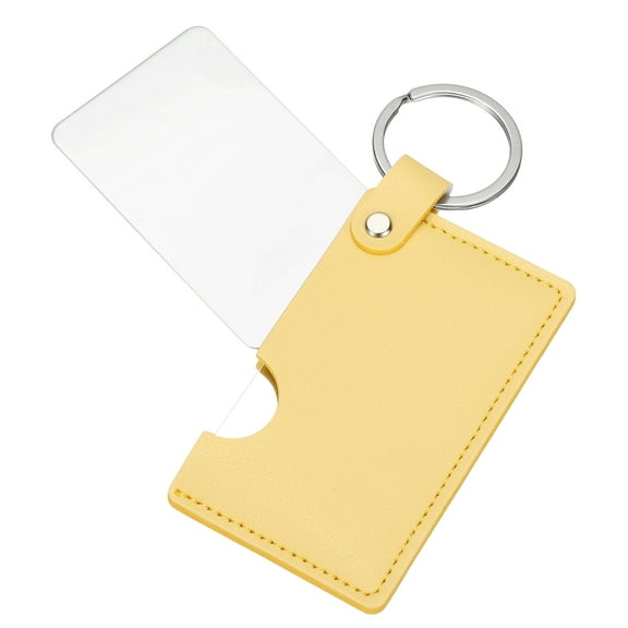 Uxcell Small Rectangle Pocket Mirror for Purse, 2 x 3.35 Inch Stainless Steel Compact Makeup Mirror with Leather Case, Travel Mirror Handheld Mirror for Women, Girls, Purse, Gift(Yellow)