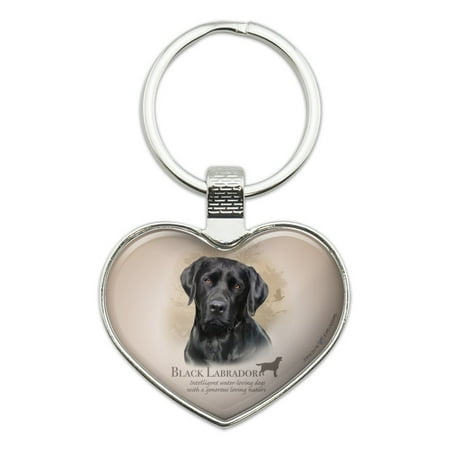 Black Metal Keychain - Black Lab Labrador Dog Breed Heart Love Metal Keychain Key Chain Ring