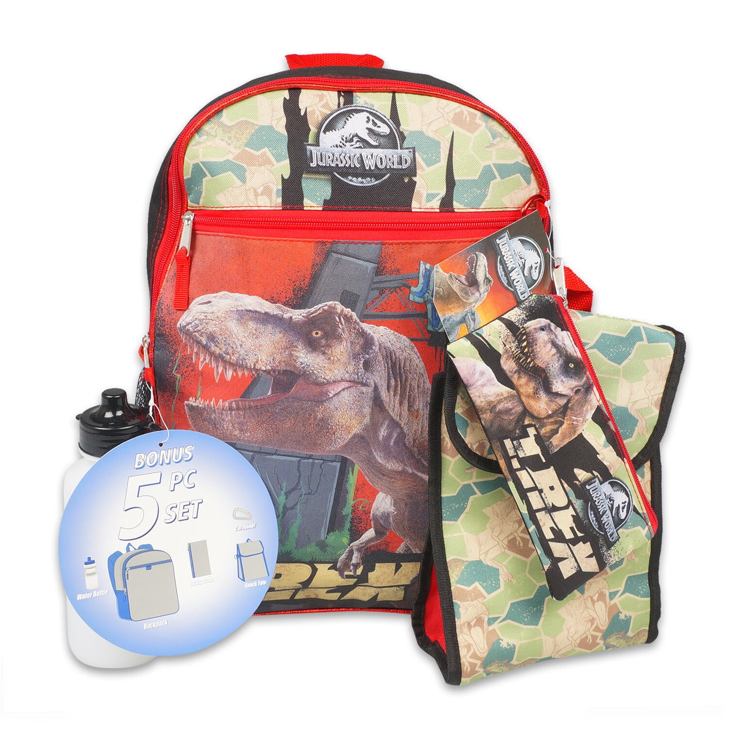 5 Piece Jurassic World Backpack Set