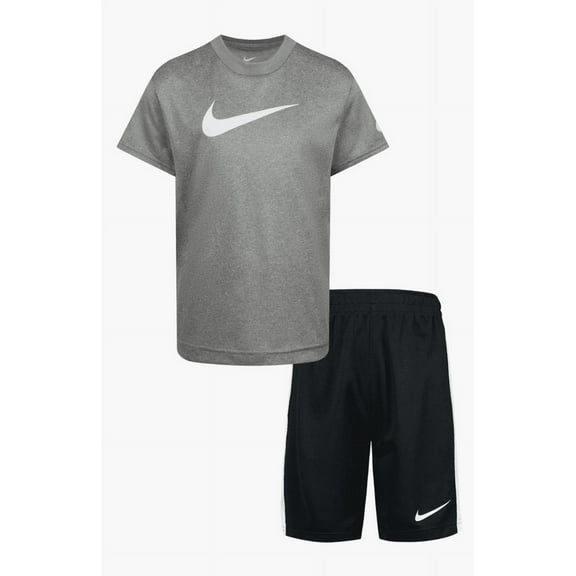 Nike Boy's Swoosh T-Shirt & Shorts Set Size 4 Black/Gray