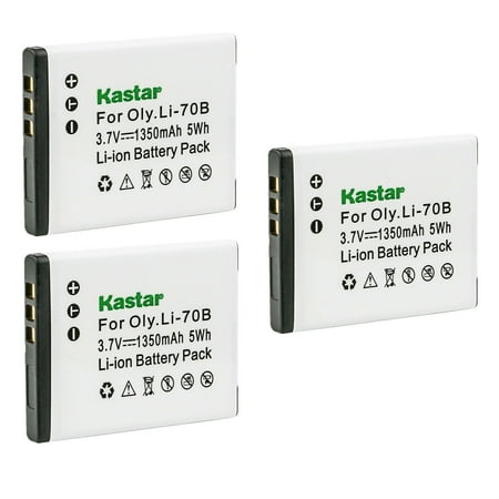 Kastar Li-70B Battery 3-Pack Replacement for Olympus Li-70B Li70B Battery Olympus Li-70C Li70C Charger Olympus VR-120 VR-130 VR-140 VR-145 X-940 X-990 Camera