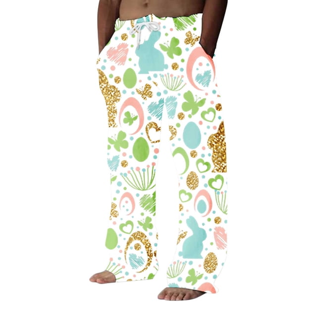 WEAIXIMIUNG Pantalon de Jogging pour Hommes Pantalon Long Décontracté de Pâques pour Hommes Pantalon Long et Décontracté Imprimé 3D Œuf de Pâques et Pantalon Décontracté
