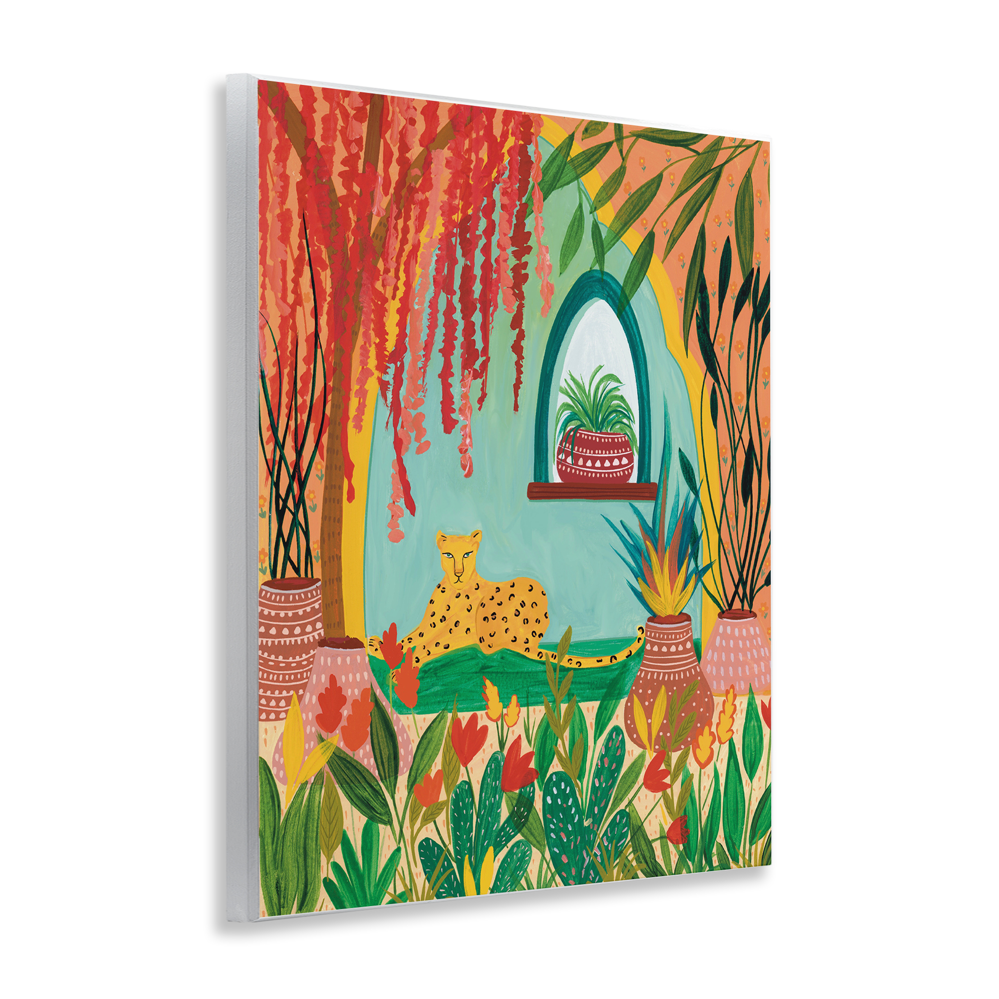 Lone Leopard Among Botanicals Wall Plaque Art, design by Nabeela Rumi