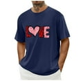 thumbnail image 1 of Tops para hombre, blusas y camisas de cuello redondo y manga corta para hombre. Camiseta/camisa informal de cuello redondo y manga corta con estampado de corazones para hombre. Tops de poliéster para, 1 of 5