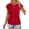 thumbnail image 2 of Going Out Tops For Women, Short Sleeve T Shirts Round Neck Cute Tunic Tops Basic Tees Blouses Loose Fit Pullover Summer Tops Women 2025 Tube Workout Tops Tank Tops Tunic (XL, Red) ZMTing, 2 of 4