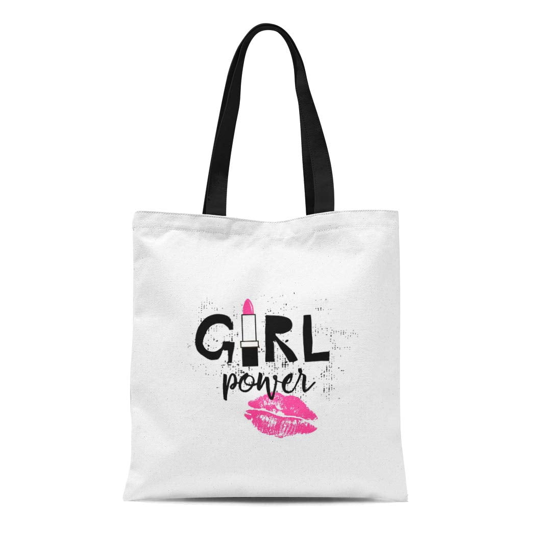 SIDONKU Canvas Tote Bag Funny Girl Power Teen Text Saying Slogan Young